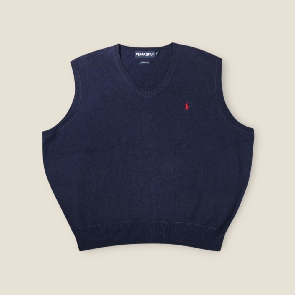 Vintage Polo Golf Ralph Lauren Mens Sweater Vest Size Large Jumper Navy 90s